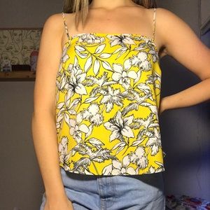 Bright yellow flowy top